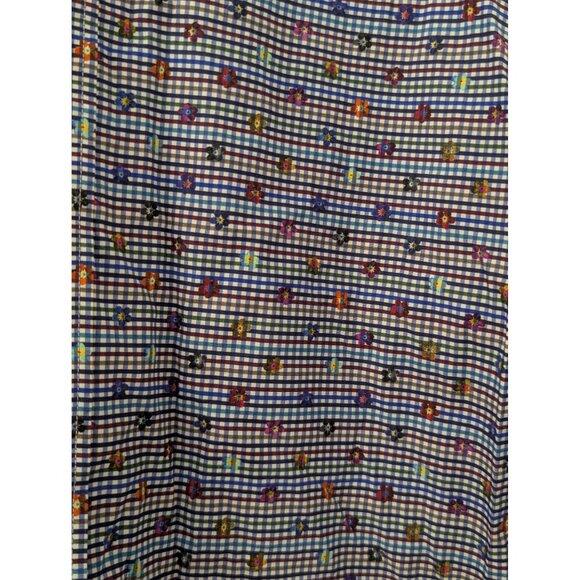 Bugatchi Mens Classic Fit Blue Gingham Shirt With Floral Pattern 100% Cotton Siz - Picture 2 of 7